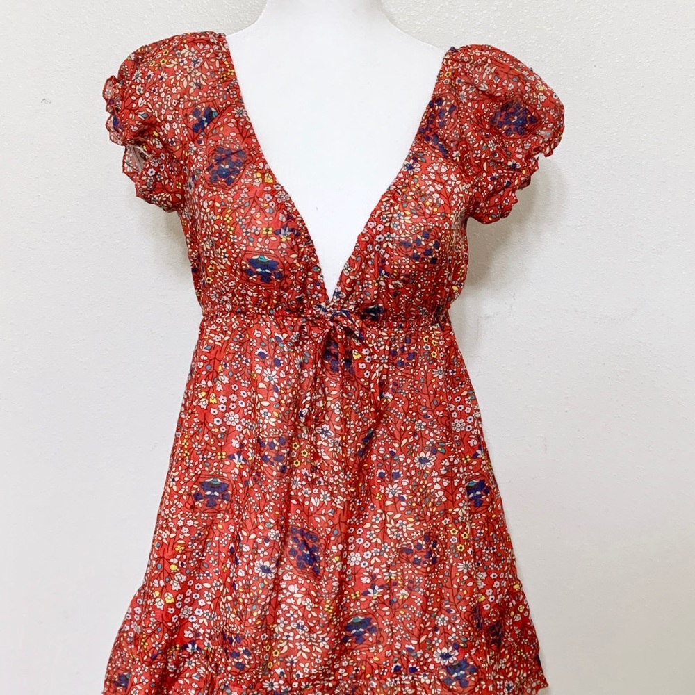 Red orange forever 21 vintage dress size S v-neck